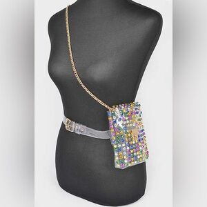 2-Way Gold & Clear Chain Statement Belt Bag